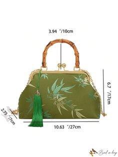 Bird in Bag - Solid Color Bamboo Leaf Single Shoulder Crossbody Bag: Fashionable, Versatile Outdoor Style Perfect for Commuting Dome Bag, Bamboo Leaf, Bamboo Leaves, Teal Fabric, Minimalist Pattern, Novelty Bags, Style Minimalist, Bird In Bag, Outdoor Style