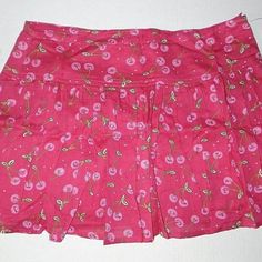 Women's Beautifully Designed Juniors Blue Plate Pink Cherry Print Lined Summer Fun Fashion Mini Sexy Skirt Size L. It Will Be Great For The Summer And Beyond, It Is A Must Have. Size L Waist 32" Hip 42" Length 13" Thank You For Looking, Have A Great Day. Summer Cotton Lined Skort, Summer Cotton Skort, Summer Skirted Cotton Skort, Summer Cotton Skirted Skort, Cotton Summer Skort, Summer Cotton Skort With Relaxed Fit, Summer Cotton Relaxed Skort, Trendy Cotton Skort For The Beach, Plated Skirt