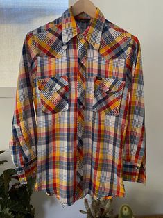 Vintage 1970s Lee Multicolored Western Checked Shirt Pearl - Etsy Cowboy Shirt, Cowboys Shirt, Western Shirt, Light Stain, Check Shirt, Vintage Shirt, Western Shirts, Vintage 1970s, Vintage Shirts