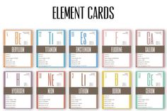 the printable element cards are available in different colors and font, including one for each letter