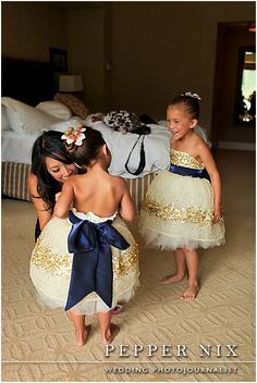 Gold glitter!! Love!! Sequin Flower Girl Dress, Nautical Wedding, Wedding Wishes, Flower Girl Dress, Fairytale Wedding, Blue Wedding, Wedding Bells, Girl Dress, A Dress