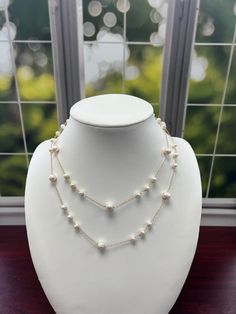 MY GEMS ROCK -Freshwater pearls 4-5mm and 9-10mm. -Gold Plated chain connectors or Sterling silver chain connectors. -Vermeil or Sterling silver lobster clasp. -Ref. 15C106 https://www.etsy.com/shop/MYGEMSROCK White Chain Necklace With Pearl Pendant And Round Beads, White Pearl Chain Necklace With Round Beads, Pearl Chain Necklace With Round Beads, Pearl Necklace With Beaded Chain, Formal Pearl Chain Necklace With Beaded Chain, Formal Pearl Beaded Chain Necklace, Pearl Beaded Chain Necklace, Formal White Pearl Necklace With Beaded Chain, Pearl Necklace With Lobster Clasp For Party