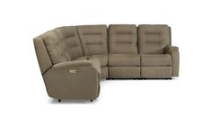 the reclining sectional sofa is shown with two recliners and one end facing it