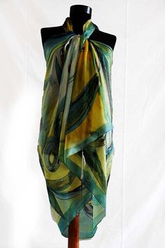 Green exotic flowers, Luxury silk shawl Painted by hand, Summer and winter silk shawl!!! Very beautifful and long silk scarf, shawl.Luxury silk shawl for your summer ,winter, your day ,your holliday! Size: 180/90 cm= 35/70 inches Bohemian Multicolor Silk Sarong, Silk Shawl For Beach In Summer, Green Shawl For Beach, Bohemian Silk Scarves For The Beach, Silk Shawl Scarf For Beach, Silk Shawl Scarf For The Beach, Silk Shawl Scarves For Beach, Green Bohemian Silk Shawl, Green Silk Scarves For Summer