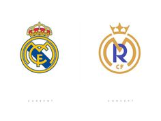 the real madrid and real madrid logos are shown in three different colors, one is blue