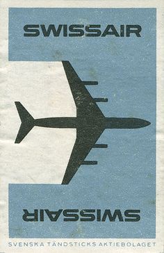 an advertisement for swiss air showing the silhouette of a plane in blue and black on a white background