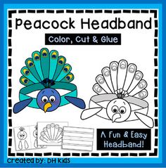 the peacock headband color, cut and glue for kids to learn how to make it