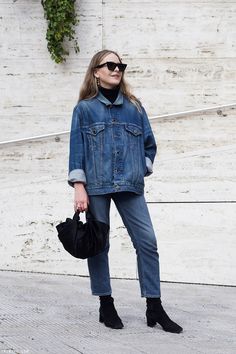 Canadian Tuxedo Women, Acne Studios Jeans, Minimalist Closet, Casual Indian Fashion, Denim On Denim, Double Denim, Early Spring Outfits