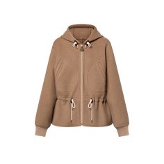 LOUIS VUITTON® - Double Face Hooded Jacket - Beige Sable Louis Vuitton Gifts, High Fashion Women, Jacket Beige, High Fashion Outfits, Airport Fashion, Louis Vuitton Official, Pocket Jacket, Winter Tops, Double Face