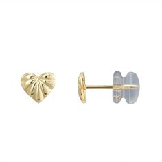 Fluted details add a shimmering touch to these Charming Girl 14k gold heart stud earrings. Fluted details add a shimmering touch to these Charming Girl 14k gold heart stud earrings.  Size: 5.5 mm x 6.5 mm Backings: push-on screw-off Metal: 14k gold Finish: polished Packaging: boxed Nickel free Size: One Size. Color: Multi/None. Gender: female. Age Group: kids. Gold Heart Earrings Diamond Cut Gift, 14k Gold Diamond Cut Heart Earrings, Valentine's Day Yellow Gold Heart Earrings With Diamond Cut, 14k Gold Heart Earrings With Diamond Cut, 14k Yellow Gold Heart Earrings With Diamond Cut, 14k Gold Heart-shaped Diamond Cut Earrings, Heart Shaped Yellow Gold Diamond Cut Earrings, Yellow Gold Heart Earrings With Diamond Cut, Gold Heart Stud Earrings