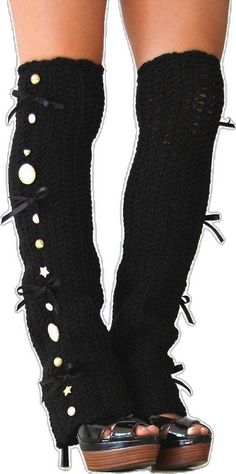 Gothic Leg Warmers For Cosplay And Winter, Gothic Leg Warmers For Winter Cosplay, Gothic Leg Warmers For Cosplay In Winter, Black Legwear For Winter Alternative Fashion, Black Leg Warmers For Festival, Fitted Punk Style Leg Warmers For Cosplay, Fitted Legwear For Winter Cosplay, Fitted Gothic Leg Warmers For Cosplay, Fitted Knee-high Punk Leg Warmers