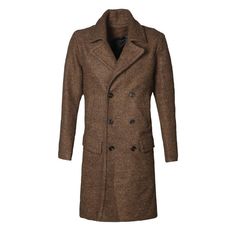 Men's Winter Woolen Double Breasted Long Coat - Zorket Double Breasted Long Coat, English Fashion, England Style, Black Camel, England Fashion, Double Breasted Coat, Long Style, Deep Black, Cotton Wool