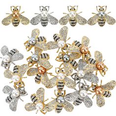 PRICES MAY VARY. Elegant Accessory: Designed with a round artificial pearl on the back, the honeybee-shaped brooch is shiny and lifelike, adding charm to any outfit. Versatile and Delicate: These cute bee pearl brooches are suitable for all, featuring a delicate back design. Their small size and lightweight make them easy to carry and keep. Rich Colors: The set includes 20 honey bee brooches in different colors, offering a variety of choices for wearing and replacing. Fashionable and Fun: Perfec Bee Pin, Bee Brooch, Cute Gift Boxes, Bee Theme, Pearl Brooch, Gift For Birthday, Elegant Accessories, Hornet, Rich Colors