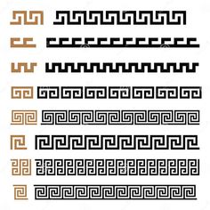 a set of different types of decorative lines and shapes in black, brown and white