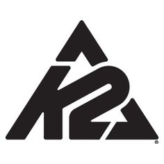 black and white logo with the letter k2 in it's center, surrounded by an arrow