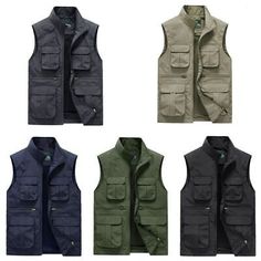 Top Seller for Men Utility Waistcoat Gilet Sleeveless Jacket Vest Tops Zip Pocket Casual Plain, Fashion Jackets Solid Color Fall Vest With Pockets, Khaki Winter Vest With Pockets, Fall Sleeveless Vest With Side Pockets, Stand Collar Vest For Workwear In Fall, Solid Vest With Pockets For Workwear, Sleeveless Utility Outerwear With Pockets, Fall Vest With Side Pockets For Outdoor Activities, Khaki Sleeveless Winter Vest, Fall Outdoor Vest With Side Pockets