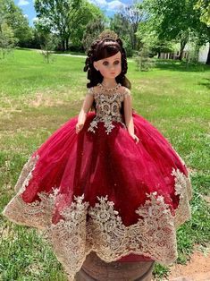 Beautiful dolls for your quinceañera, we make them in any color, they measure approximately 23" Each dress of our dolls is custom designed matching the tone to the color of your quinceañera dress. It is worth mentioning that the tone of the fabric may vary, as well as the accessories (crown, earrings or necklace) If you need a more personalized doll or one that matches your dress, it can also be made, the important thing is to see her happy on her most special day. Our specialty is satisfying our clients. You can contact us if you require a custom design. Contact: 817-443-7252 FB: Norma Vazquez Fashion Designer https://www.facebook.com/profile.php?id=100077462744454 The Last Doll Quinceanera, Princess Style Quinceanera Dress, Red Ball Gown For Sweet 16 Quinceanera, Red Ball Gown Quinceanera Dress For Sweet 16, Princess Style Quinceanera Ball Gown For Pageants, Princess Style Pageant Dress For Quinceanera, Red Ball Gown Quinceanera Dress For Pageant, Pink Princess Pageant Dress For Quinceanera, Pink Princess Style Pageant Dress For Quinceanera