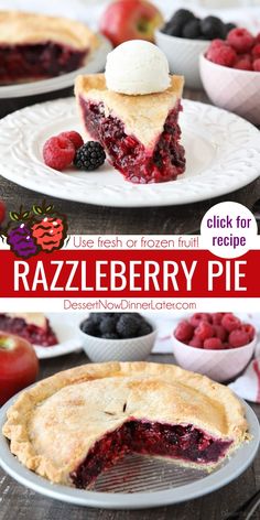 a close up of a slice of raspberry pie on a plate