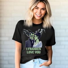 a woman wearing a t - shirt that says i franken love you