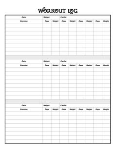 Workout Tracker Printable Workout Log Template, Exercise Log Template, Workout Log Printable, Personal Training Workouts, Calisthenics Workouts, Workout Plan Template, Pasti Fit, Workout Sheets, Fitness Journal Printable