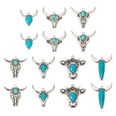 PRICES MAY VARY. Western Charms Bulk: You will receive 14pcs cattle head turquoise charms in 7 different styles, meet your handcrafted jewelry DIY needs with sufficient quantity and special designs. Create various jewelry pieces by pairing them with spacer beads, perfect as gifts for your loved ones. Package Include: Each set of turquoise pendants contains a different shape of the cow head, a pair in each style, ensuring you can create matching accessories effortlessly. Sizes range from 26~41.5x Turquoise Charm, Tibetan Jewelry, Cowgirl Jewelry, Tibetan Turquoise, Charms For Jewelry Making, Jewelry Making Bracelet, Jewelry Making Charms, Western Jewelry, How To Make Necklaces