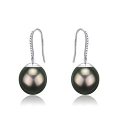 11-12 mm Tahitian Drop Pearl Earrings -18K White Gold - House Of Pearls Tahitian Pearl Earrings In White Gold For Formal Occasions, Formal Tahitian Pearl Earrings In White Gold, Elegant Silver Tahitian Pearl Earrings, Luxury Tahitian Pearl Earrings In White Gold, Elegant White Gold Tahitian Pearl Earrings, Luxury Black Tahitian Pearl Earrings, Elegant Black Tahitian Pearl Earrings, Classic Tahitian Pearl Earrings For Formal Occasions, Elegant Tahitian Pearl Earrings Gift