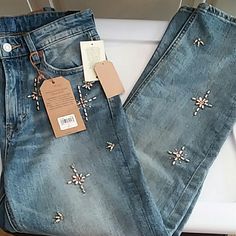 Reposhing This Item I Purchased From @Karaskloset1. Loved These Adorable Jeans, But A Little Too Snug For Me. My Loss, Your Win! Questions? Leave A Comment Below! Denim With Lace, Beaded Jeans, Drip Ideas, Studded Jeans, Embellished Jeans, Stockholm Fashion, Comfy Fashion, Lucky Brand Jeans, Christmas 2024