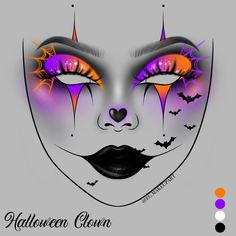 Cute Halloween Makeup With Glasses, Creative Makeup Looks Full Face, Rainbow Halloween Makeup, Halloween Theme Makeup, Halloween Face Charts, Halloween Eyeshadow Ideas, Witchy Halloween Makeup, Interesting Makeup Looks