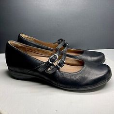 Dansko Shoes Womens 9.5-10 EU 41 Fynn Mary Jane Black Leather 5506360200  | eBay Casual Flat Leather Shoes Medium Width, Black Leather Walking Shoes For Spring, Comfortable Leather Shoes With Ortholite Insole, Leather Footbed Slip-on Dress Shoes With Round Toe, Slip-on Dress Shoes With Leather Footbed And Round Toe, Black Flat Heel Dress Shoes With Leather Footbed, Black Synthetic Leather Shoes With Round Toe, Casual Leather Shoes With Ortholite Insole, Casual Walking Shoes With Round Toe Medium Width