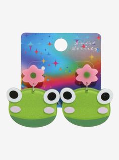 Hop into some toad-ally adorable earrings! This pair features adorable frog faces on a pink & green flower stud.Approx. 2" dropsAcrylic; nickel-free alloyImported Right Arrow Icon, Flower Acrylic, Location Icon, Detailed Jewelry, Flower Stud, Green Flower, Flower Studs, Accessories Jewelry Earrings, Acrylic Earrings