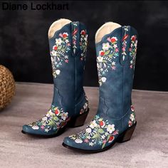 Ships In 5-10 Days - Made From High-Quality Vegan Leather - Striking Blue Hue - Intricate Embroidery For A Unique Bohemian Flair - Designed For All-Day Comfort - Pairs Beautifully With Dresses, Skirts, Or Denim - Combines Classic Western Aesthetics With Modern Trends - Ideal For Country Concerts, Casual Outings, Or Everyday Wear Step Out In Style With Our Blue Western Bohemian Embroidered Vegan Leather Western Cowgirl Boots. These Boots Seamlessly Blend Classic Western Aesthetics With A Modern T Western Aesthetics, Western Bohemian, Country Concerts, Country Concert, Western Cowgirls, Western Cowgirl, Intricate Embroidery, Modern Trend, High Top Shoes