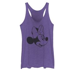 Add a sweet touch to your casual style with this delightful juniors' Minnie Mouse tank top.©Disney Add a sweet touch to your casual style with this delightful juniors' Minnie Mouse tank top. ©Disney Scoopneck SleevelessFABRIC & CARE Polyester, cotton, rayon Machine wash Imported Size: X Large. Color: Purple. Gender: female. Age Group: kids. Pattern: Graphic. Material: Polyester|Cotton. Disney Minnie Mouse Summer Tops, Cute Minnie Mouse Tops For Disney Trips, Cute Minnie Mouse Top For Disney Trips, Casual Tops For Disney Trips, Minnie Mouse Black And White, Retro Shorts, Graphic Tank Tops, Graphic Apparel, Mickey Mouse And Friends