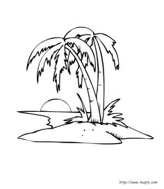 a black and white drawing of a palm tree