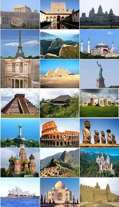 many pictures of different places and buildings in the world