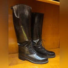 Intapol Motorcycle Police Boots From A Smoke Free Home Restored - New Rubber Soles Added