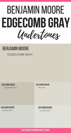 an info sheet with the names and colors for different types of paint shades in pink, gray