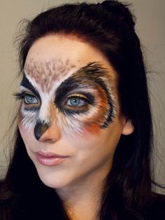 Nem Halloween Makeup, Owl Makeup, Simple Cat Makeup, Beautiful Halloween Makeup, Fantasy Make-up, Animal Makeup, Owl Costume, Halloween Makeup Pretty, Theatrical Makeup