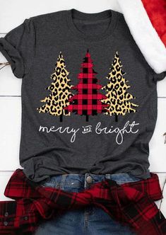 Plaid And Leopard, Plaid Sleeve, Christmas Plaid, Plaid Christmas, Holiday Shirts, Christmas Cheer, Red Plaid, Christmas Tshirts, Merry And Bright