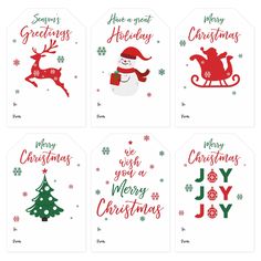 six christmas gift tags with different designs