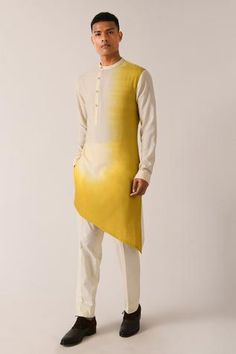 Shop for Dhruv Vaish Beige Cotton Silk Kurta Set for Men Online at Aza Fashions Stylish Boy Clothes, Indian Wedding Clothes For Men, Silk Kurta Set, Mens Indian Wear, Indian Groom Wear, Haldi Outfit, Cotton Blouse Design, Gents Kurta Design, Gents Kurta