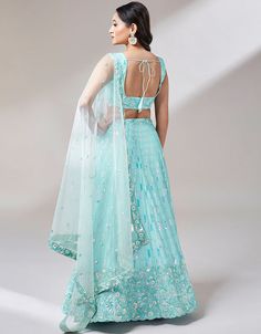 Designer Party Wear Heavy Lehenga Choli Collection Turquoise Blue Poly Georgette Lehenga Choli Blue Embroidery Work RT8082-180232 – Arabic attire Embroidery Lehenga, Lace Border, Embroidery Work, Lehenga Choli