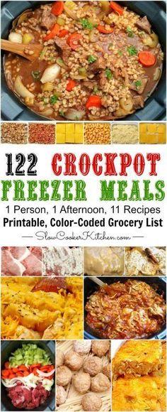 12 crockpot freezer meals that are ready to be cooked in the oven