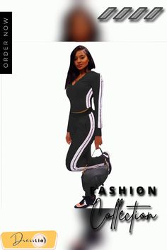 Side Stripe Pullover Hoodies Crop Top and Pants Set Hoodies Crop, Crop Top And Pants Set, Crop Top And Pants, Top And Pants Set, Pullover Hoodies, Turndown Collar, Side Stripe, 1 Million, Two Pieces