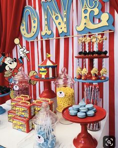 a mickey mouse themed birthday party with candy