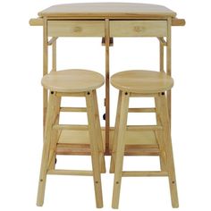 two stools and a table on a white background