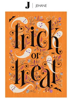 an orange book cover with black and white lettering that reads,'trick or treat '