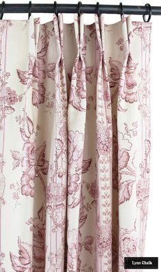 curtains with pink flowers and vines on them