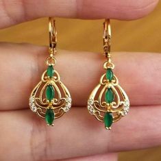 New 18k Gold Plated Emerald Diamond Dangle Drop Hoop Chandlier Earrings For Women All Gemstones Are Simulated. Measurements Shown In The Pictures. A Jewelry Box Included. Ready To Ship Same Day. Feel Free To Ask Any Question. All Photos Are Real Time From Actual Object No Stock Photo Used. Color Might Be Slightly Different Due To Lighting. Emerald Diamond Earrings, Mini Hoop Earrings, Hoop Earring Sets, Classy Jewelry, Cz Stud Earrings, Emerald Earrings, Green Earrings, Emerald Jewelry, Black Earrings