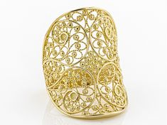 Artisan Collection of Turkey™ 18K Yellow Gold Over Sterling Silver Filigree Saddle Ring. Measures approximately .80"L x 1.13"W. Not sizeable. Heirloom Gold Filigree Ring With Decorative Band, Traditional Yellow Gold Filigree Ring, Ornate Yellow Gold Filigree Ring With Intricate Design, Yellow Gold Filigree Ring With Intricate Design, Ornate Gold Rings With Intricate Design, Ornate Gold Filigree Ring With Intricate Design, Gold Ornate Filigree Ring With Intricate Design, Ornate Gold Filigree Ring For Anniversary, Intricate Design Yellow Gold Filigree Ring As Gift