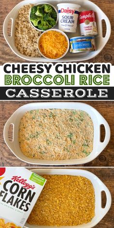 this cheesy chicken broccoli rice casserole is an easy dinner idea